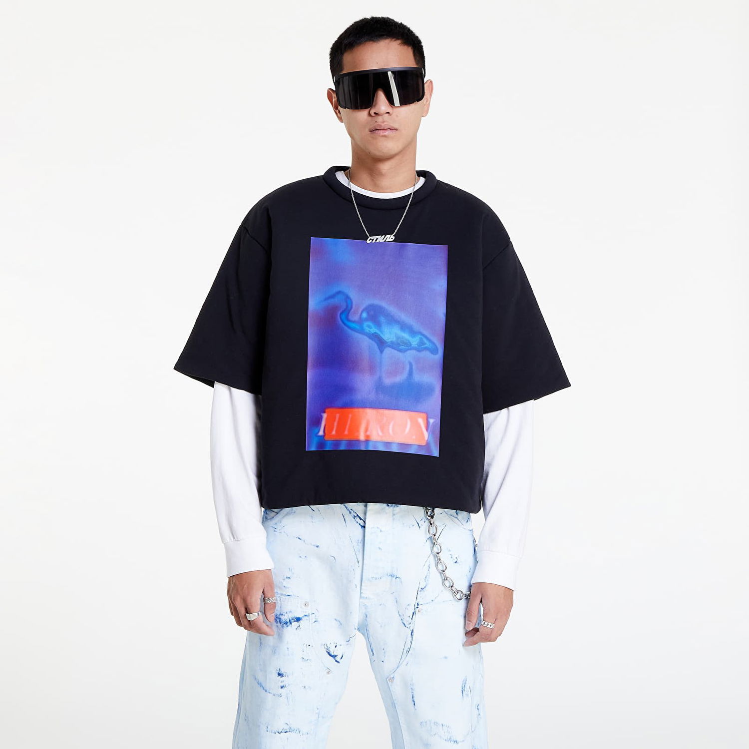 T-shirt HERON PRESTON Censored Padded Tee Svart | HMAA033F22JER0011046, 0