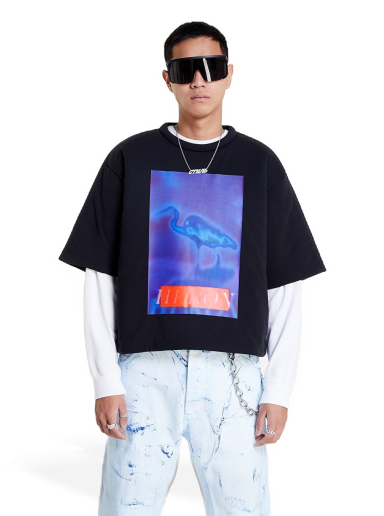 T-shirt HERON PRESTON Censored Padded Tee Svart | HMAA033F22JER0011046