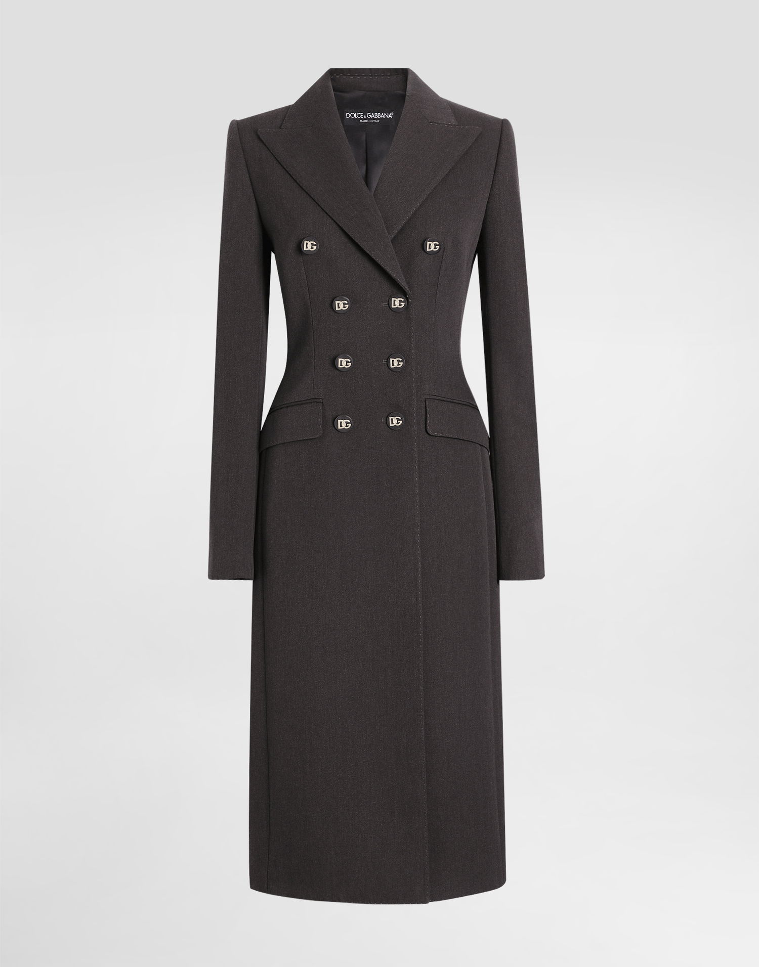 Rockar Dolce & Gabbana Dolce & Gabbana Double-breasted Wool Coat with DG Buttons Grå | F0W2CTFU287S8290, 0