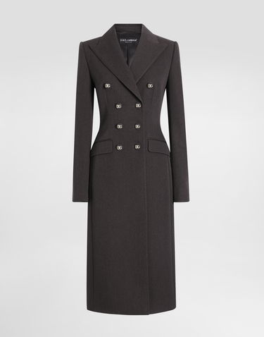 Rockar Dolce & Gabbana Dolce & Gabbana Double-breasted Wool Coat with DG Buttons Grå | F0W2CTFU287S8290, 0