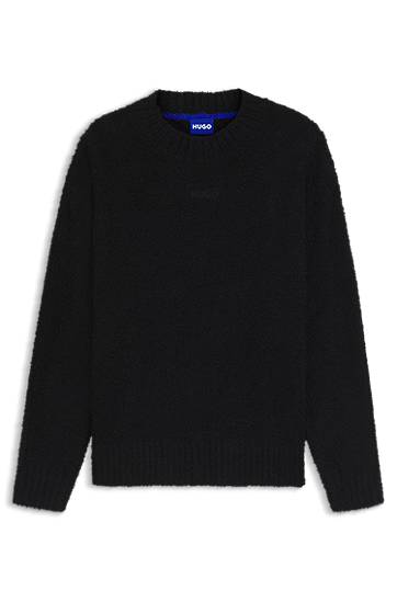 Sweater BOSS Bouclé-knit sweater with embroidered logo Svart | 50524526