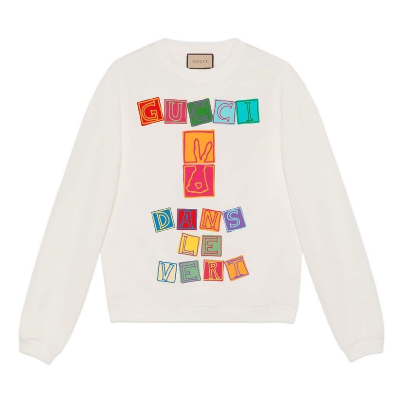 Sweatshirt Gucci Gucci GG Cotton Jersey Sweatshirt with Cube Print Vit | 726466-XJE52-9045