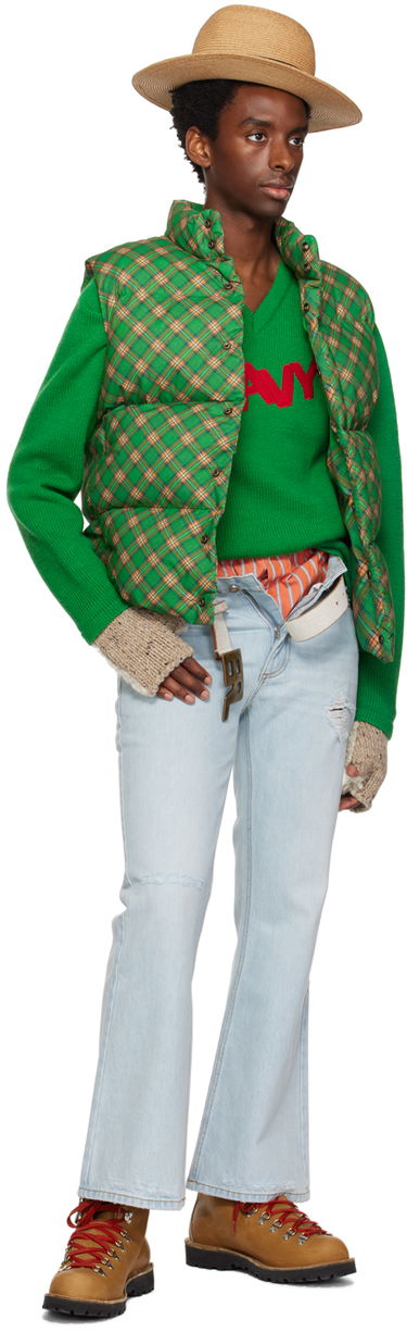 Sweater ERL ERL Men's Patch V-Neck Sweater Grön | ERL06N008, 4