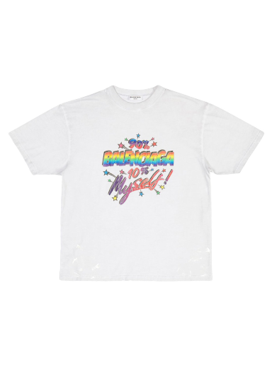 T-shirt Balenciaga 90/10 Large Fit Vintage T-Shirt Vit | 641655TMVH39012