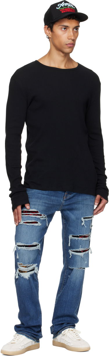 Jeans AMIRI AMIRI Slim Thrasher Jeans with Floral Velvet Blå | AMDNSM1022, 3