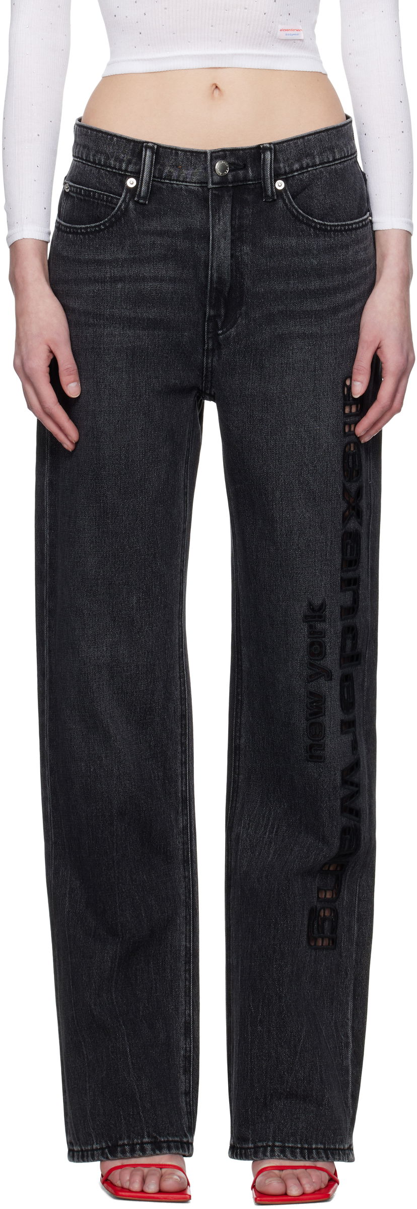 Jeans Alexander Wang Alexander Wang EZ Cut-Out Logo Jeans Svart | 4DC1254691