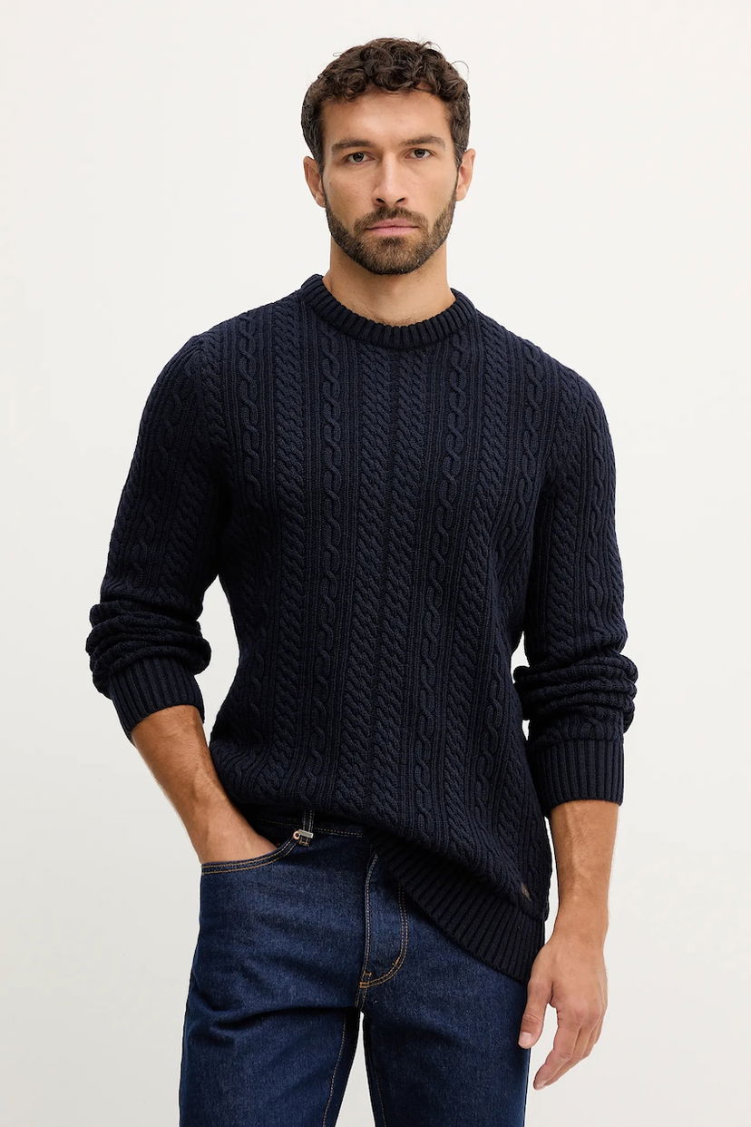 Sweater Barbour Barbour Cable Knit Sweater Mörkblå | MKN1679