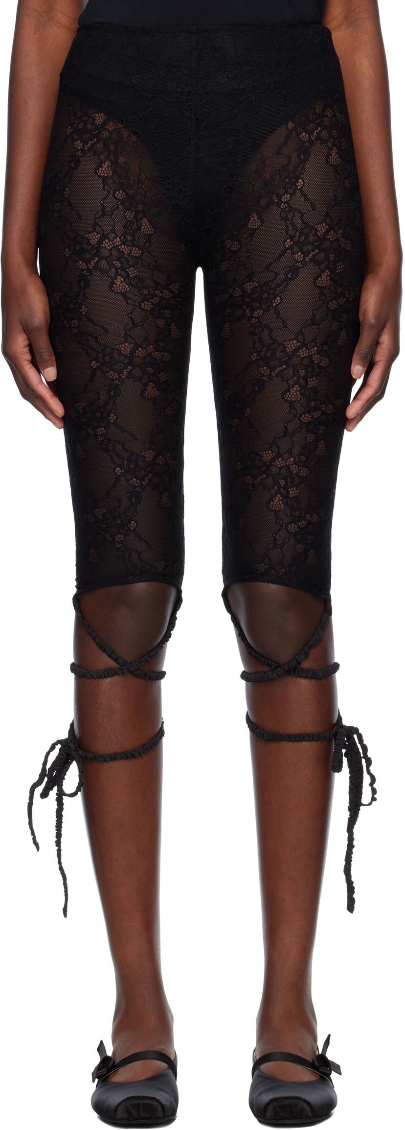 Damasker Ambush AMBUSH Lace Ribbon Leggings Svart | 12115423