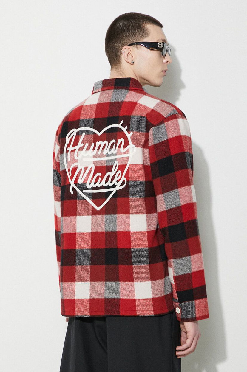 Skjorta Human Made Wool Check Relaxed Shirt Röd | HM26SH011
