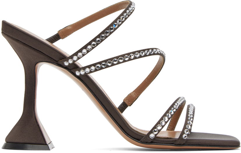 Tillbehör Amina Muaddi Amina Muaddi Naima Crystal Slipper Heeled Sandals Grå | NAIMA CRYSTAL SLIPPER CL SATIN