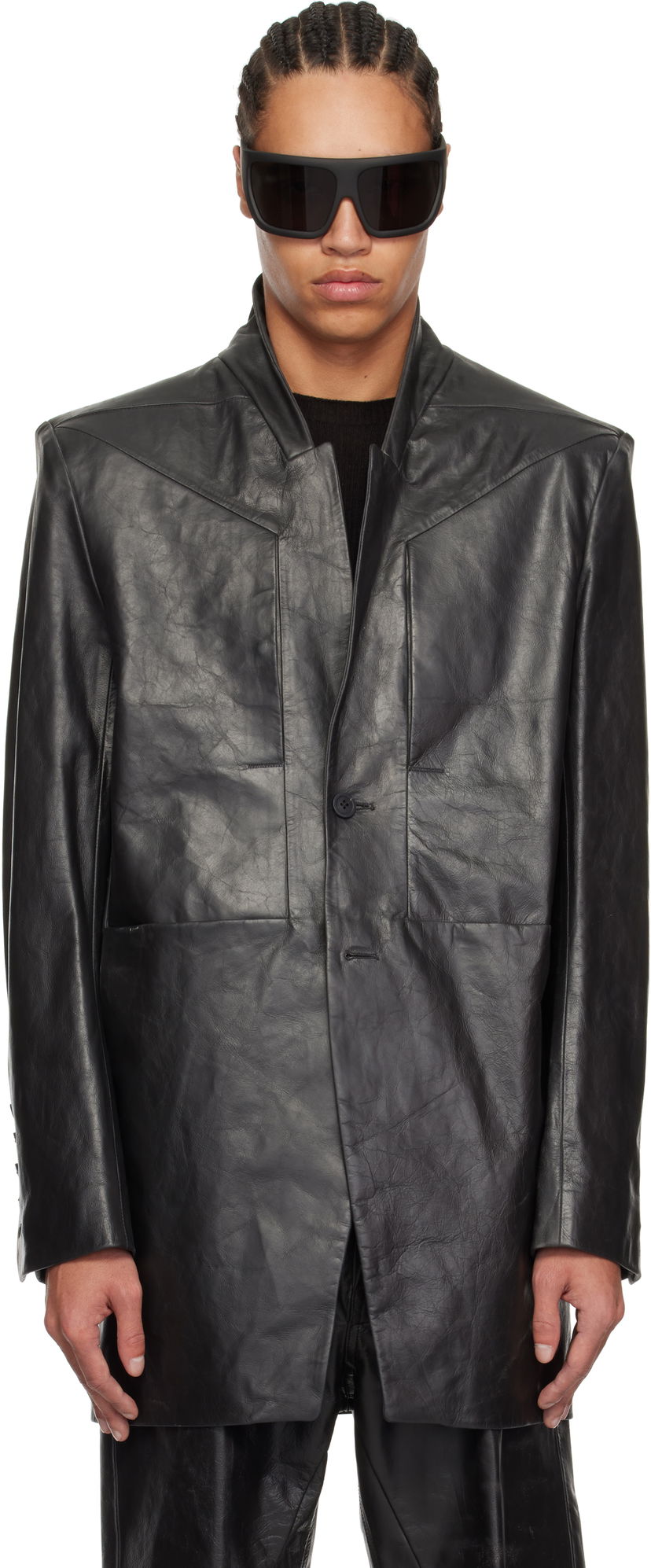 Jacka Rick Owens Rick Owens Hollywood Lido Leather Jacket Svart | RU01E5753 LTP