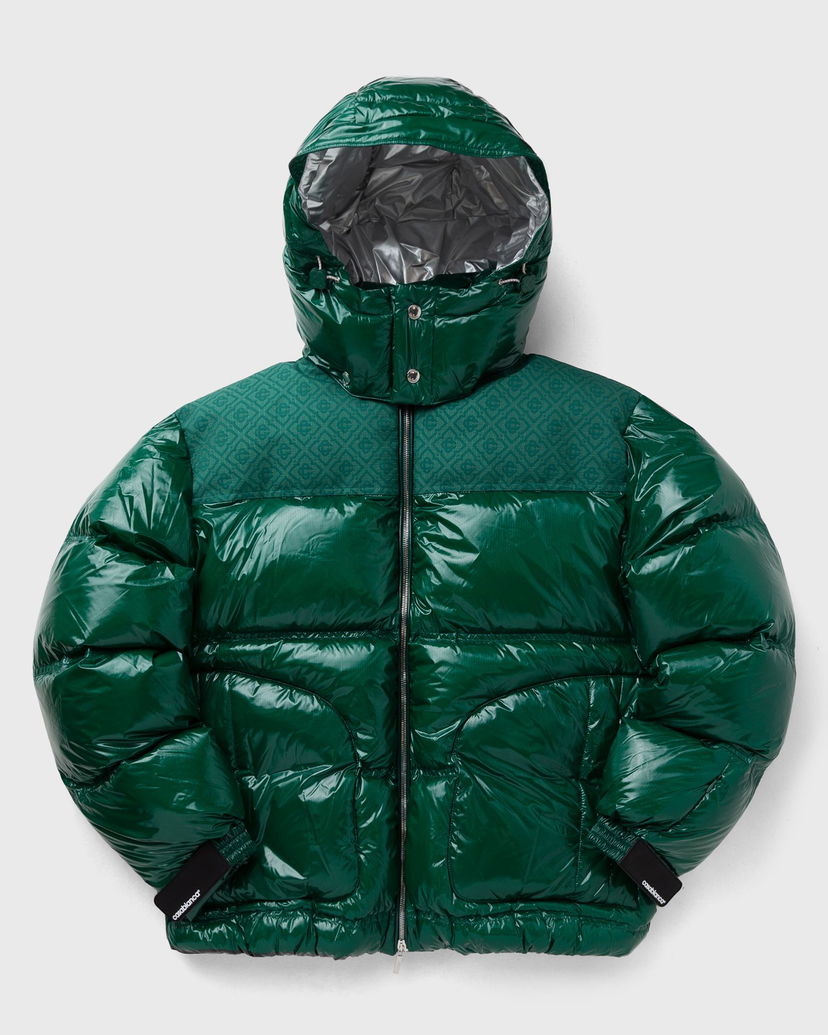 Pufferjacka Casablanca Shiny Hooded Puffer Jacket Grön | MPF25-OT-197-01