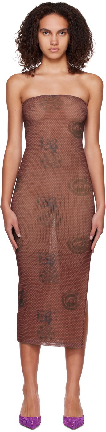 Klä Miaou Miaou Lila Midi Dress Brun | 5025PM1ATL