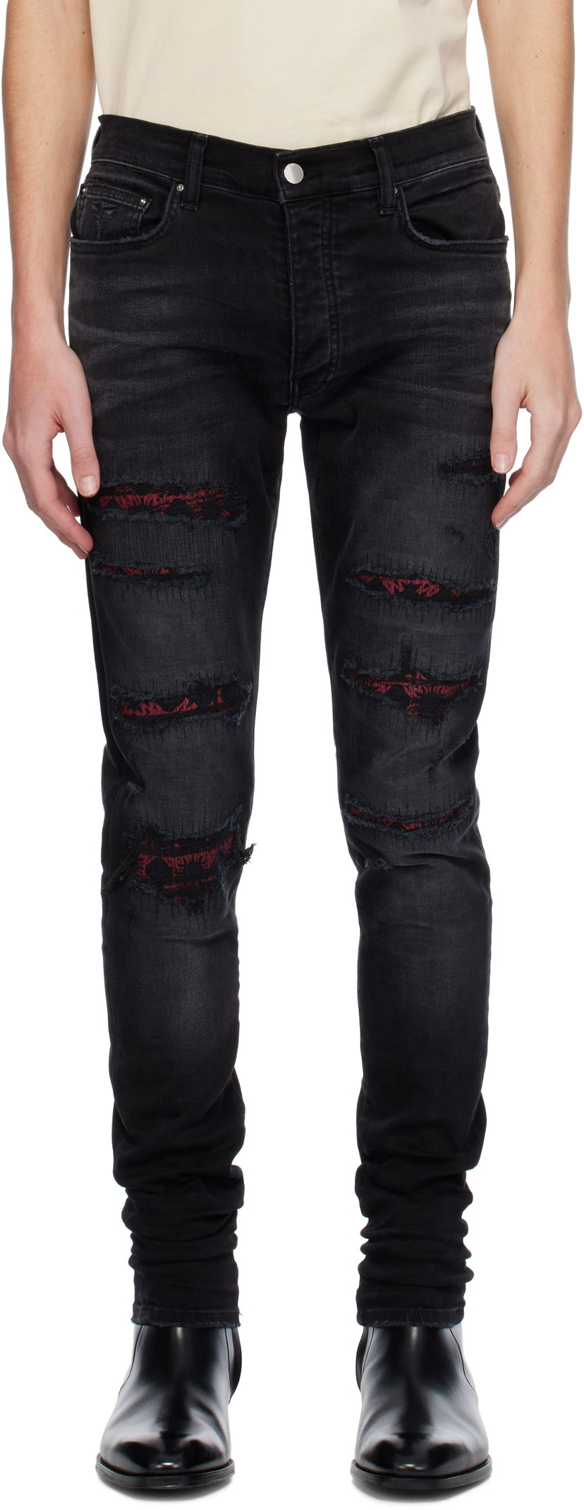 Jeans AMIRI Quad Repaired Skinny Jeans Svart | AMDNSY1100