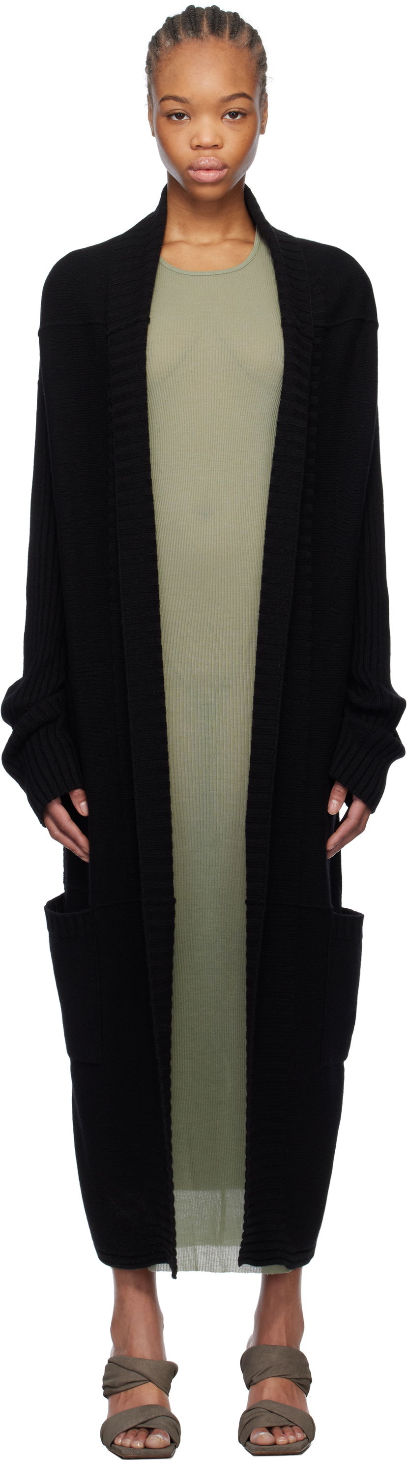 Sweater Rick Owens Rick Owens Hollywood Dafne Robe Cardigan Svart | RP01E7667 KLWS