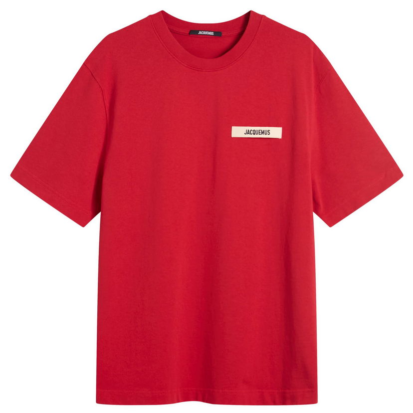 T-shirt Jacquemus Grosgrain Logo T-Shirt Röd | 25HTSM00133AJ00226-480