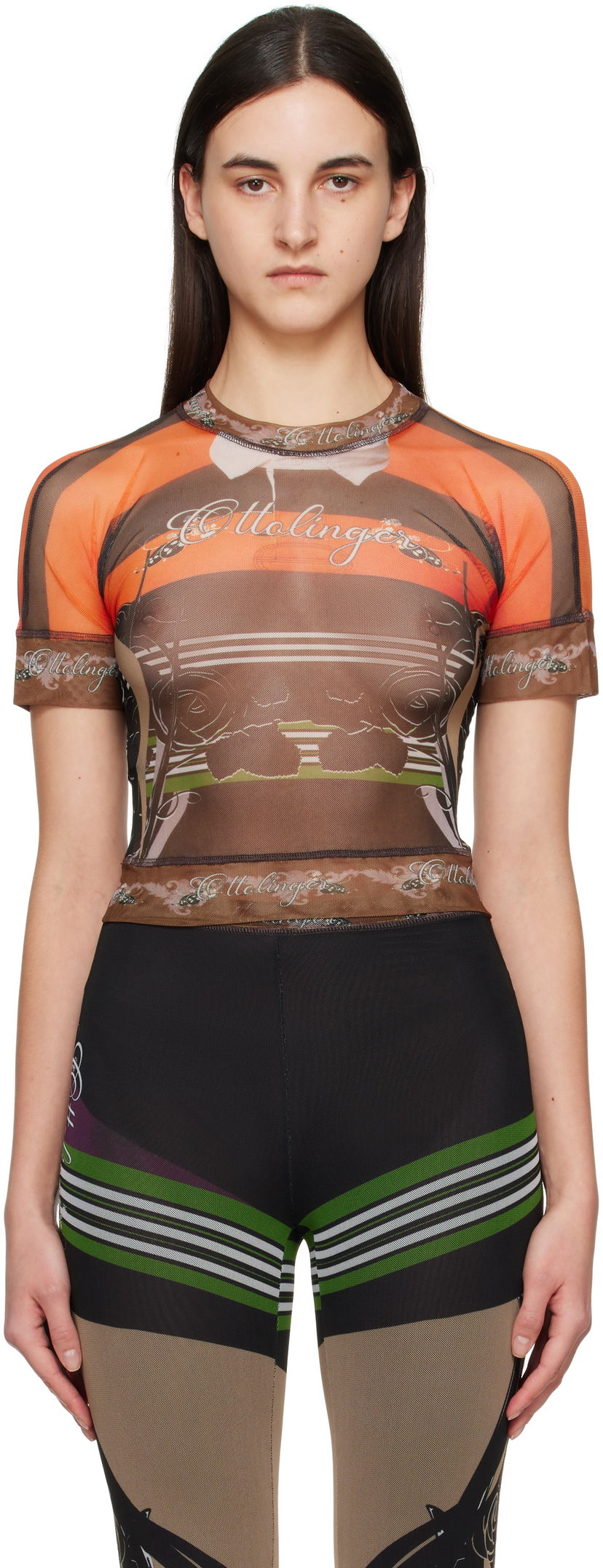 T-shirt Ottolinger Ottolinger Mesh Graphic T-Shirt Brun | 10110040101