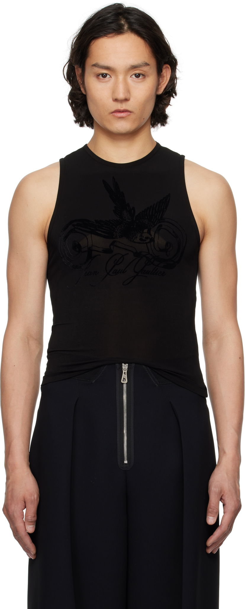 Linne Jean Paul Gaultier Jean Paul Gaultier Flock Tattoo Tank Top Svart | 25/34-F-DB055I-J082-00