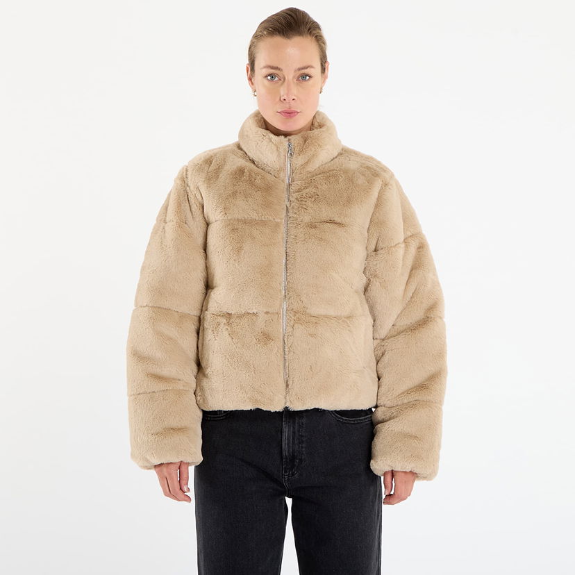 Pufferjacka Urban Classics Short Faux Fur Puffer Jacket Beige | TB7935-04732