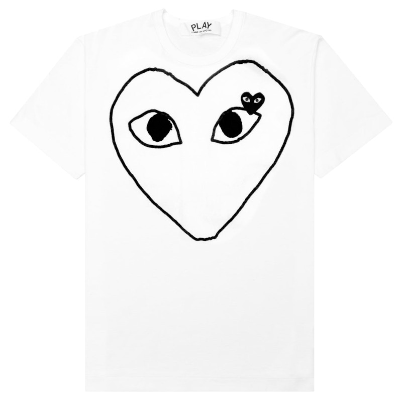 T-shirt Comme des Garçons Play Emblem Outline T-Shirt Vit | AZ-T101-051-1, 0