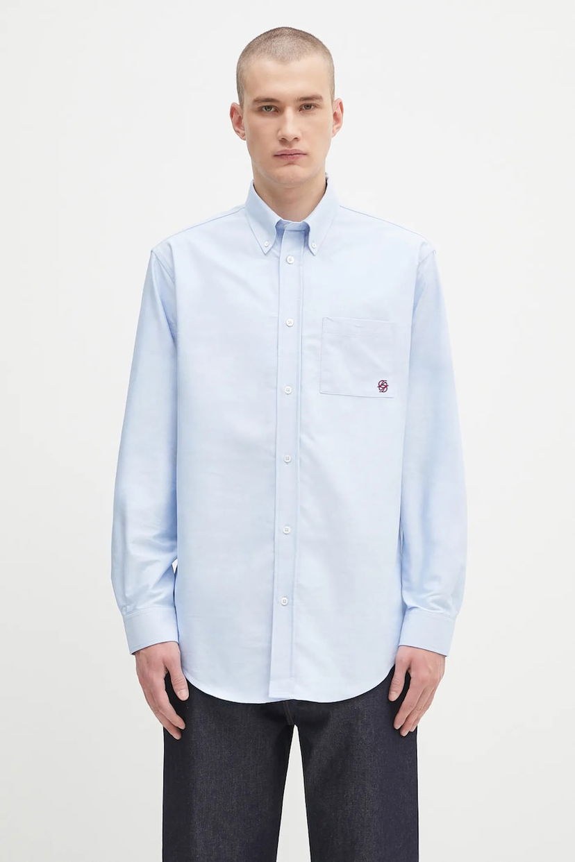 Skjorta Drôle de Monsieur Drôle de Monsieur La Chemise Oxford Relaxed Fit Button-Down Shirt Blå | H.SH240.CO225