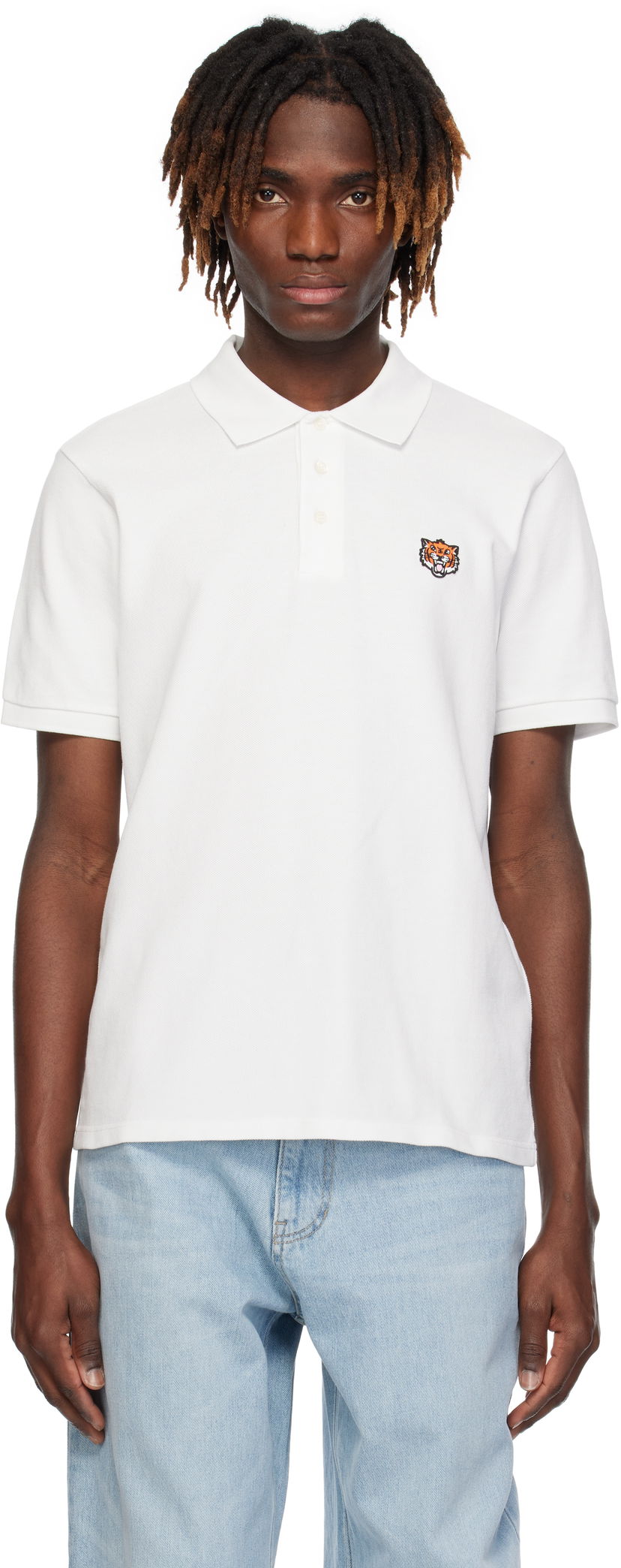 Polotröja KENZO Kenzo Paris 'Happy Tiger' Slim Polo Vit | FF55PO5434PU