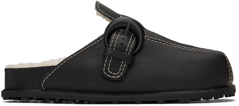 Kläder Marine Serre Marine Serre Square Toe Shearling Slippers Svart | MFW013-BK99