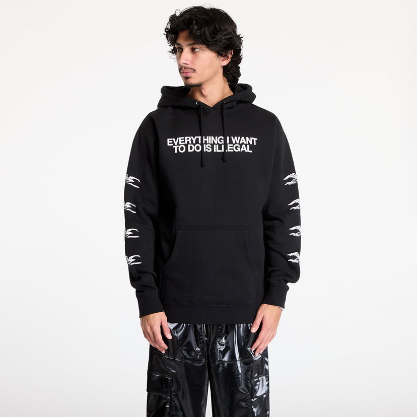 Sweatshirt Pleasures Illegal Print Hoodie Svart | P24W039 BLACK