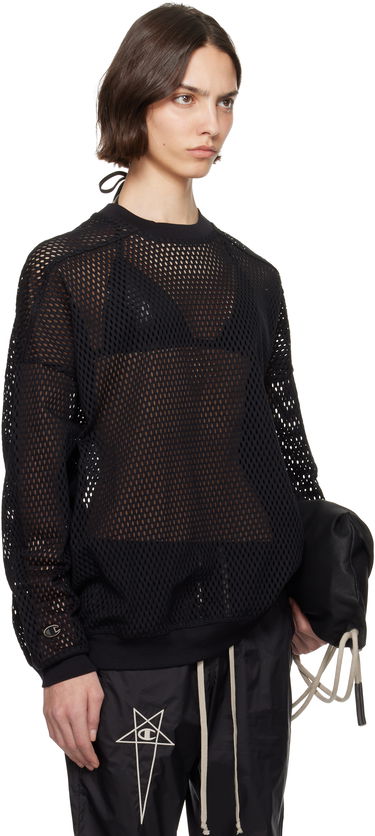 Sweater Rick Owens Rick Owens Champion Edition Jumbo Mesh Sweatshirt Svart | CW01E1670 CHONET, 1