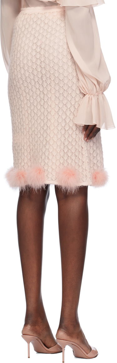 Kjol Blumarine Feather Appliqué Midi Skirt Rosa | A444G034A, 2