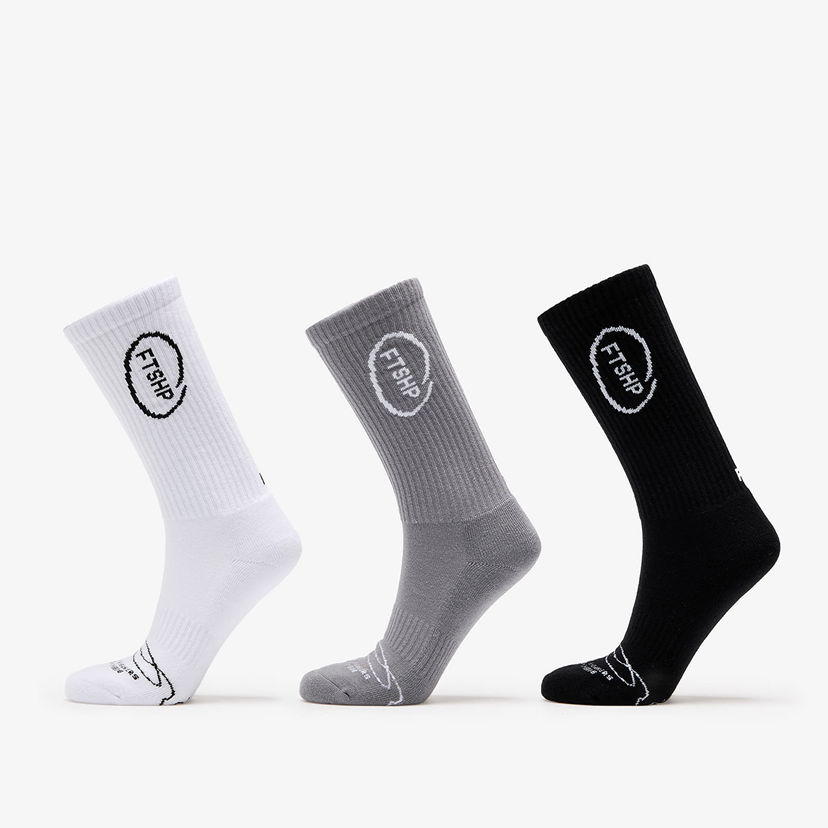 Strumpor Footshop High Crew Socks 3-Pack Black/ White/ Grey Flerfärgad | FTSHP_369