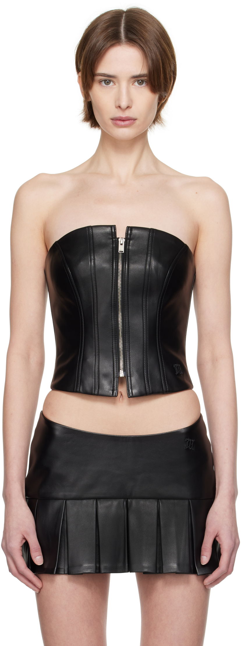 Linne MISBHV MISBHV Faux-Leather Zip Top Svart | 250W142