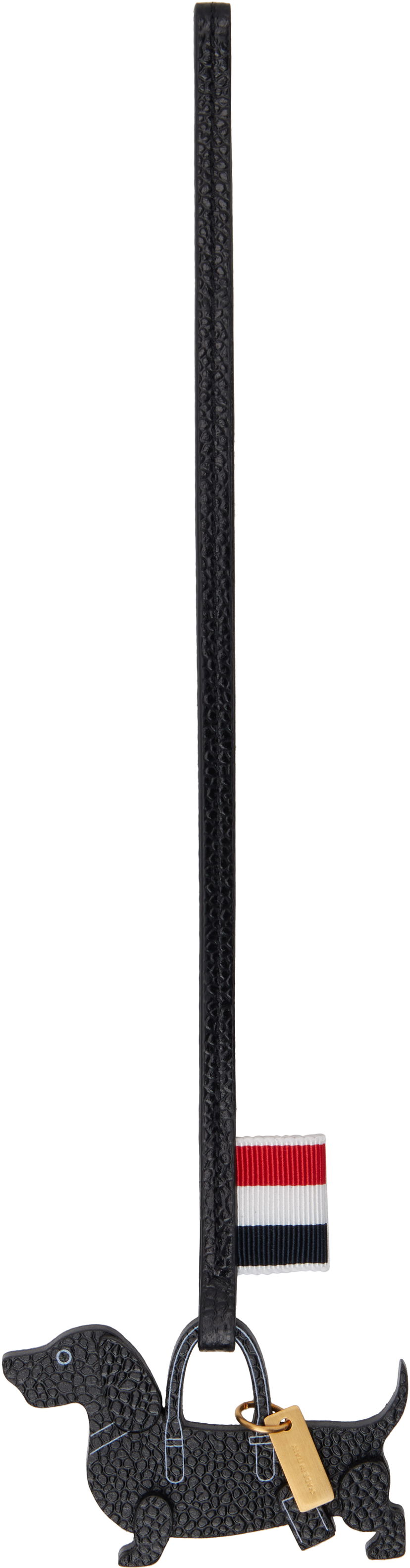 Nyckelringar Thom Browne Grained Leather Dog Keychain Svart | UAM064A-00198