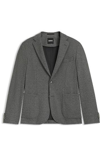 Jacka BOSS Slim-fit brushed stretch flannel blazer Grå | 50551528, 0