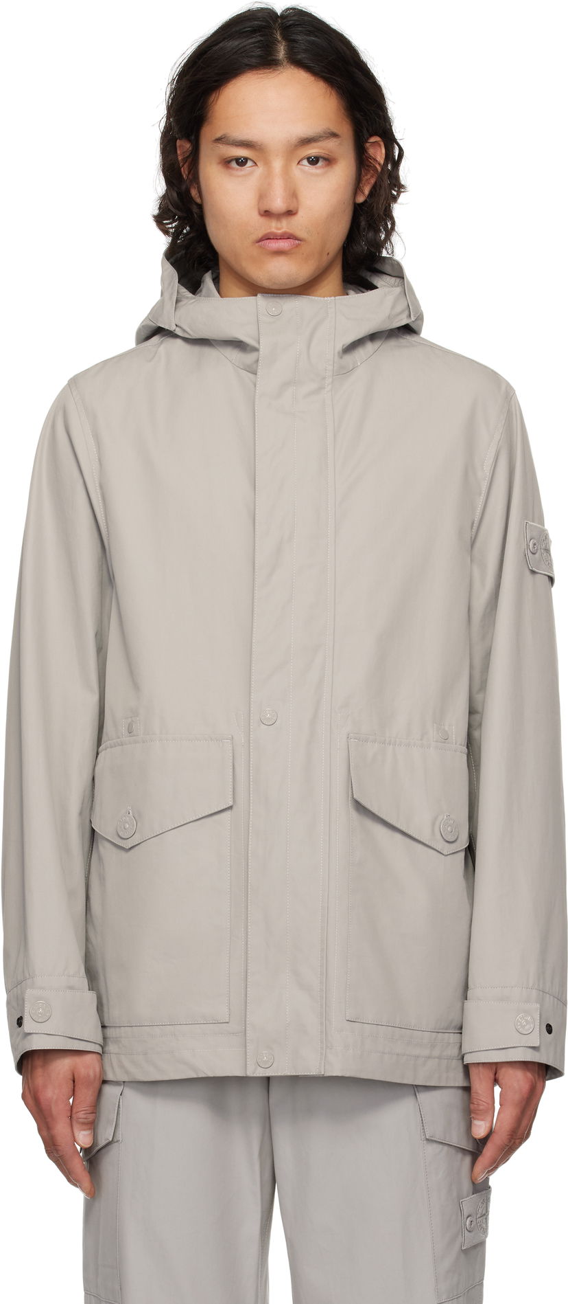 Regnrock Stone Island Stone Island Weatherproof Cotton Canvas Hooded Jacket Grå | K1S15 4100035 S00F1