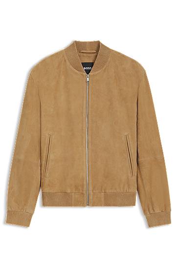 Bomberjacka BOSS Suede Bomber Jacket Beige | 50543213