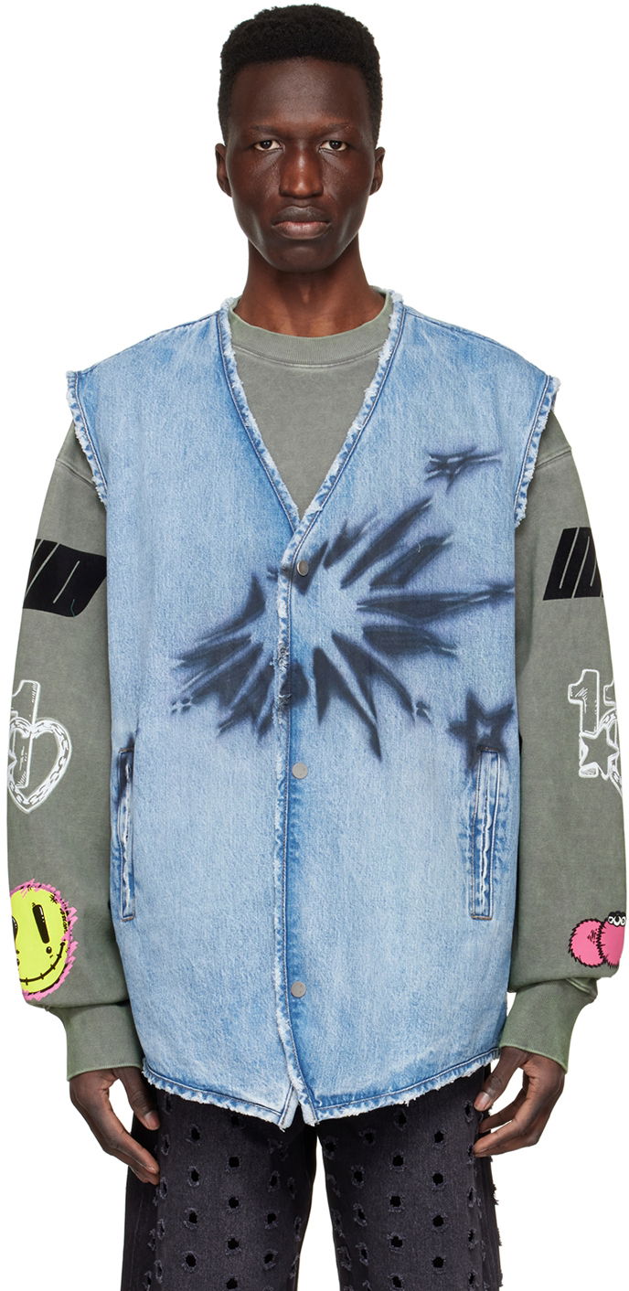Väst We11done We11done Sleeveless Denim Vest Blå | WD-DV1-22-331-M-BL
