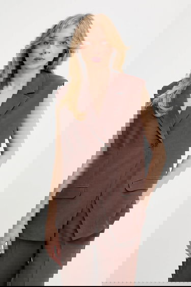 Väst Samsoe Samsoe Samsoe Samsoe SATHENA Sleeveless Blazer Brun | F25200022, 3