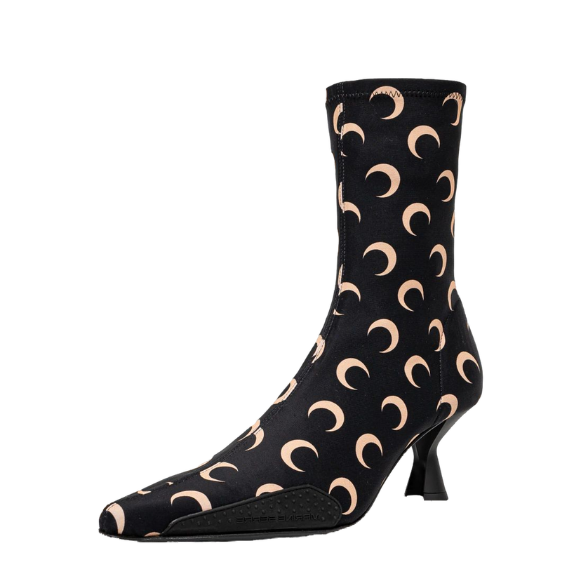 Sneakers och skor Marine Serre Recycled Moon Jersey Ms Still Heeled Ankle Boots Svart | WFW041A.CJER0053