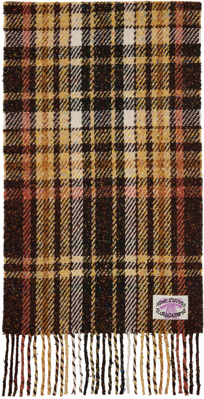 Halsduk Acne Studios Plaid Fringe Scarf Brun | CA0325-