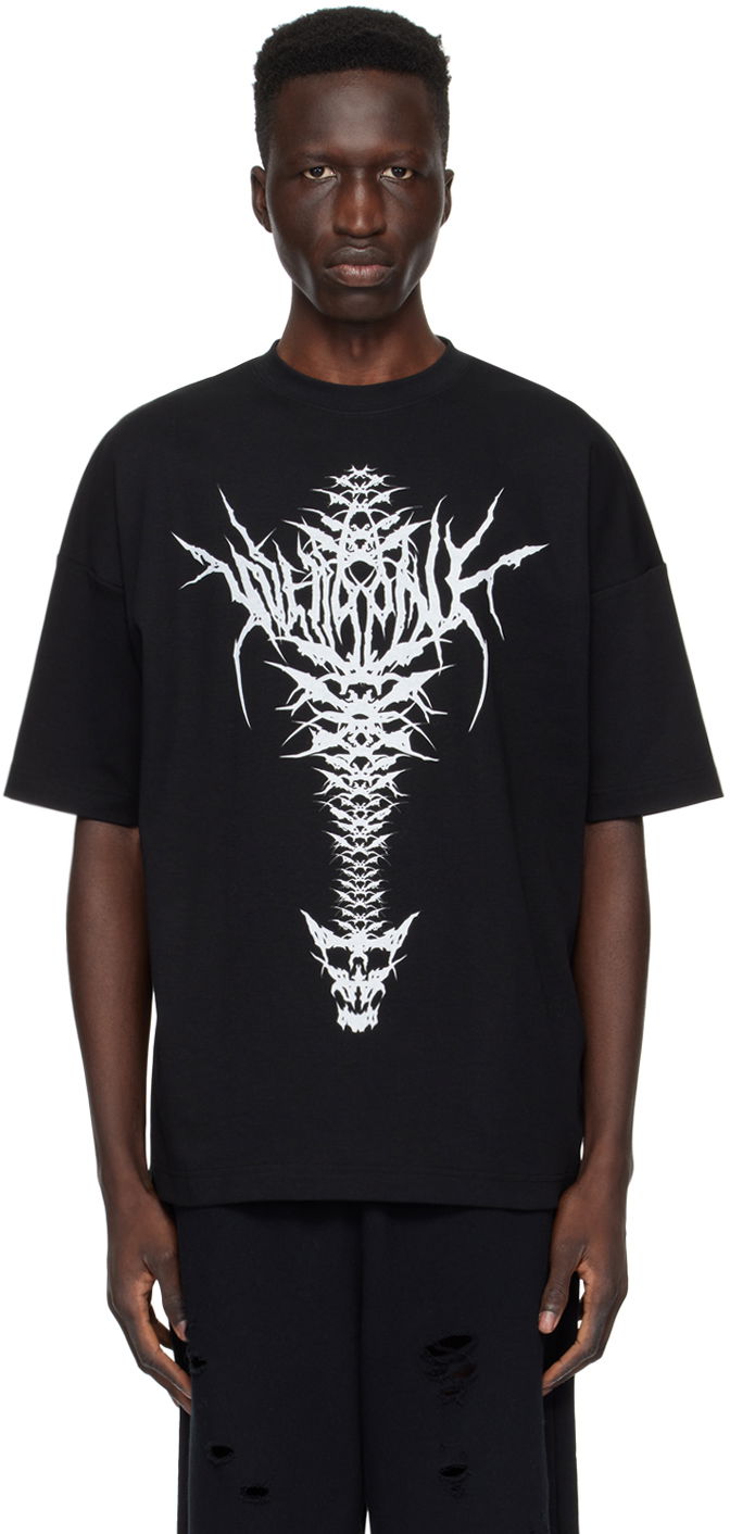 T-shirt We11done We11done Spine Skull Graphic T-Shirt Svart | WD-TT1-24-720-U-BK