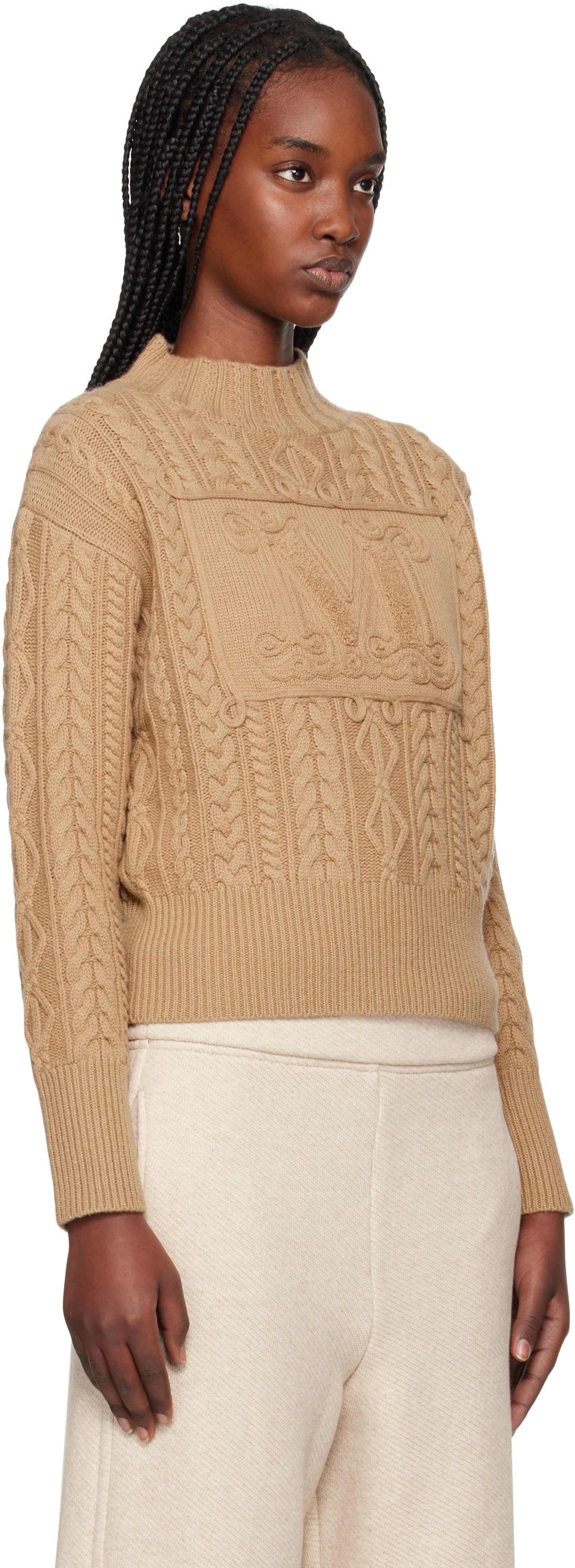 Sweater Max Mara Max Mara Miranda Cable Knit Sweater Brun | 2511361041600, 1