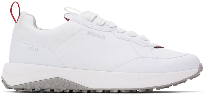 Kläder BOSS Hugo White Mixed Material Lace-Up Sneakers Vit | 50517265