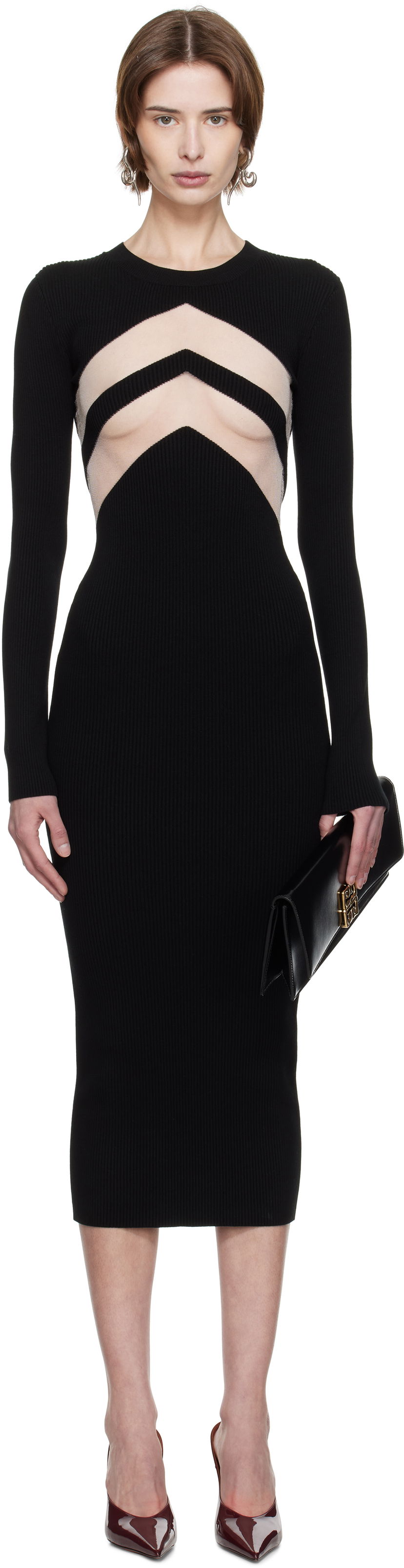 Klä Jean Paul Gaultier Jean Paul Gaultier 'The Chevrons' Midi Dress Svart | 25/33-F-RO379-M085-00