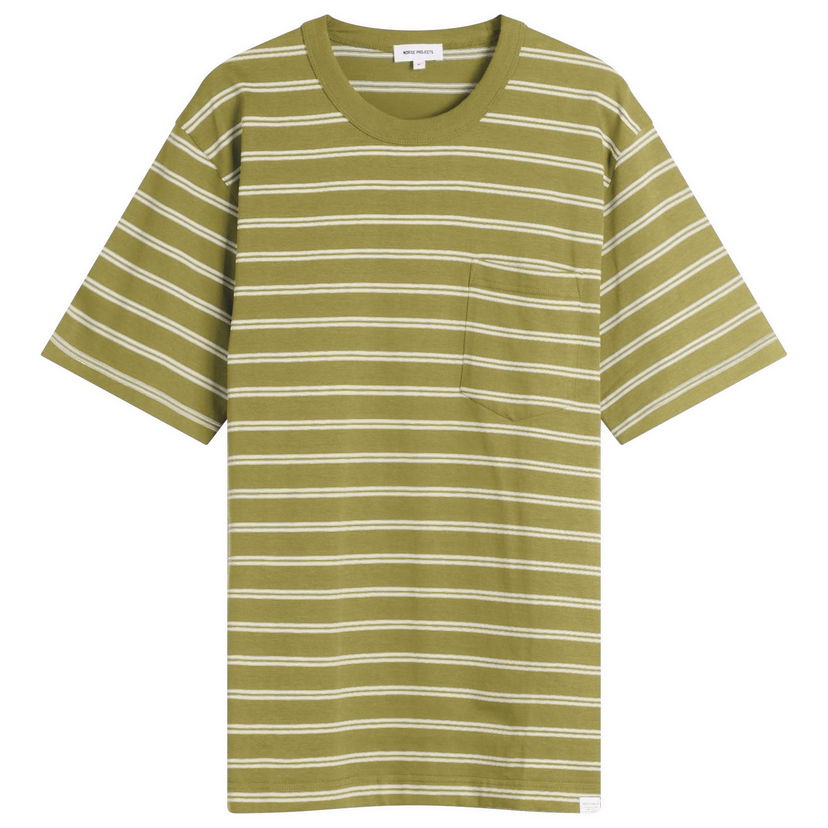 T-shirt NORSE PROJECTS Holger Sailor Stripe Pocket T-Shirt, Size Large Grön | N01-0669-8037