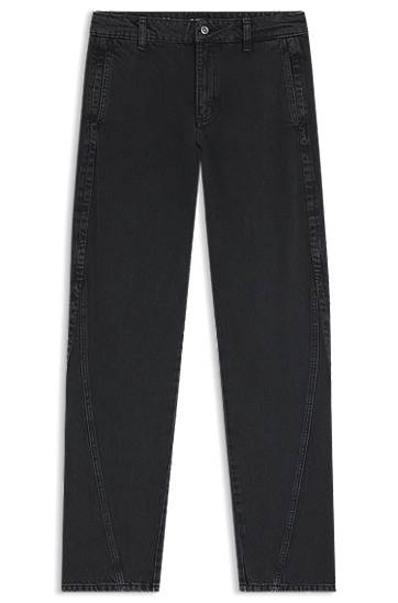 Jeans BOSS Barrel-Leg Soft-Touch Denim Jeans Svart | 50542561
