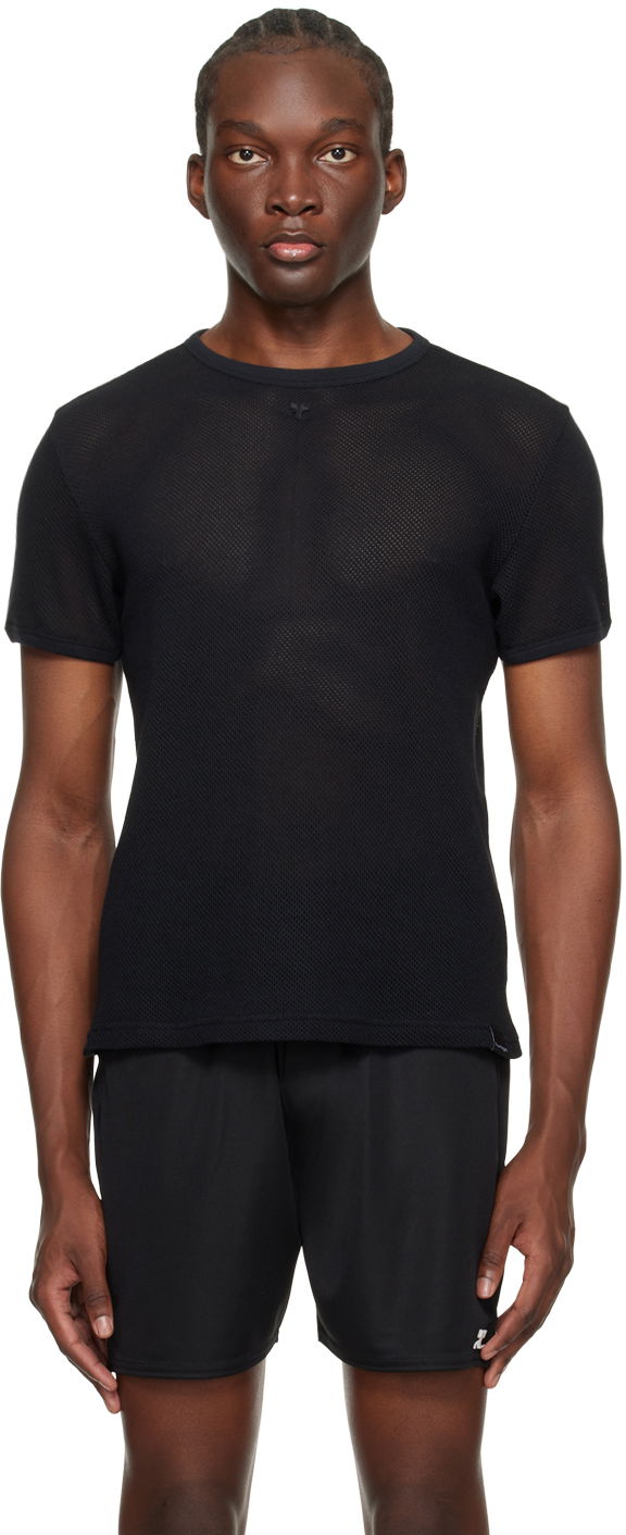 T-shirt Courrèges Semi-Sheer T-Shirt Svart | 124JTS123JS0069