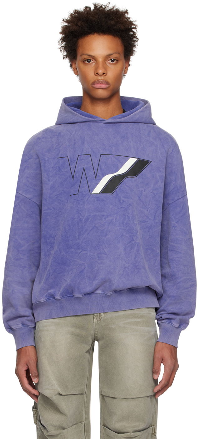 Sweatshirt We11done Wave Line Graphic Print Hoodie Purpur | WD-TH3-22-708-U-NV