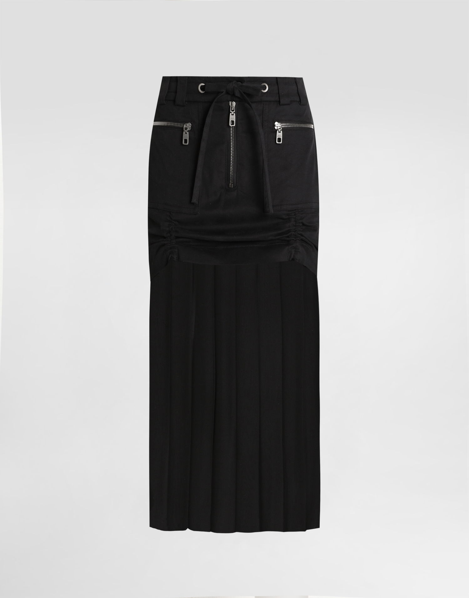 Kjol Dolce & Gabbana Dolce & Gabbana Twill Midi Skirt with Chiffon Svart | F4DAOTGDDHVN0000, 0