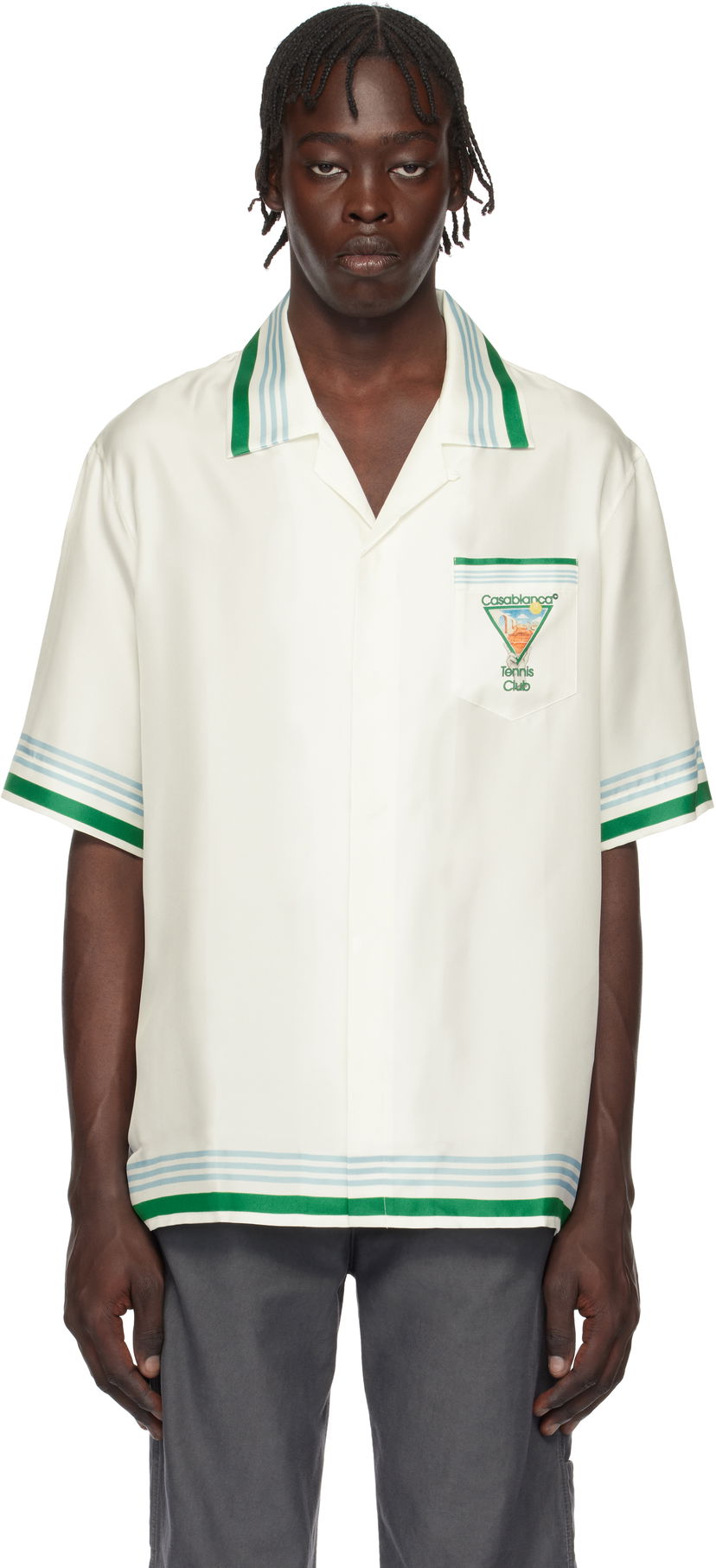 Skjorta Casablanca Tennis Icon Print Relaxed Shirt Vit | U-MPS25-SH-003-08